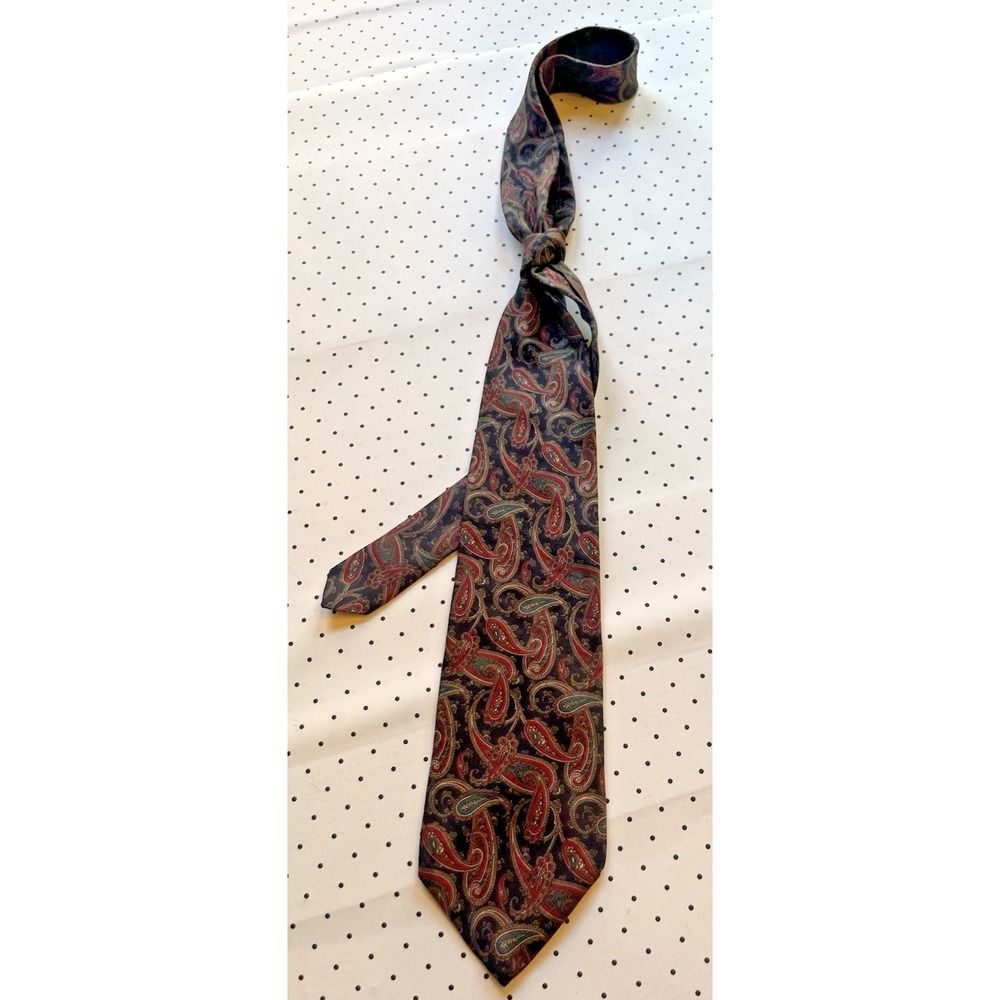 Vintage‎ Ferrel Fullenze Paisley Tie USA Burgundy Teal Dark Academia Red Tie